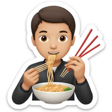 Create a person having noodles dinner. sticker