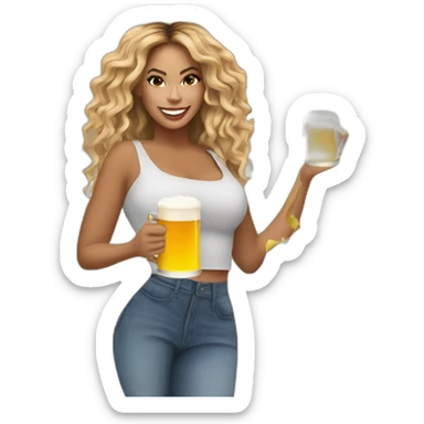 Beyoncé with a beer sticker