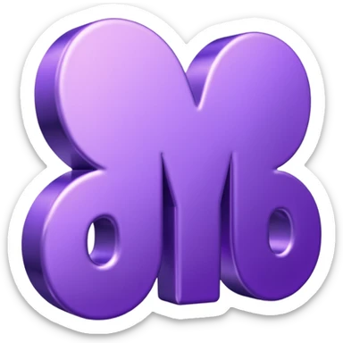 3D text that spells "me" in a shiny purple font  sticker