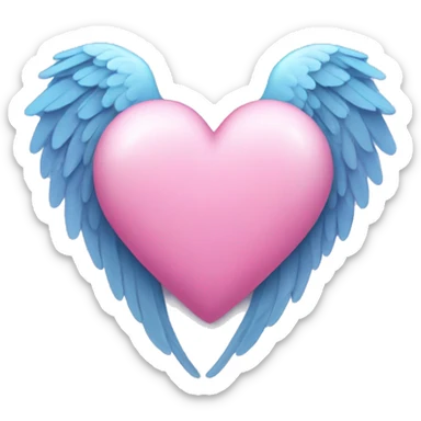 heart with angel wings with pink and blue ribbon sticker