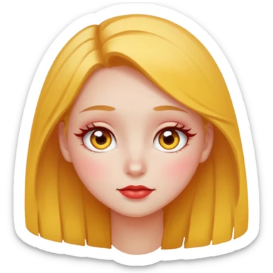 Shy pretty red cheeks blushing kong lashes sparkle yellow round  sticker