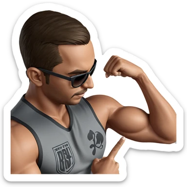 muscular guy in sunglasses sticker