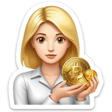 Woman with a lot of Bitcoin  sticker