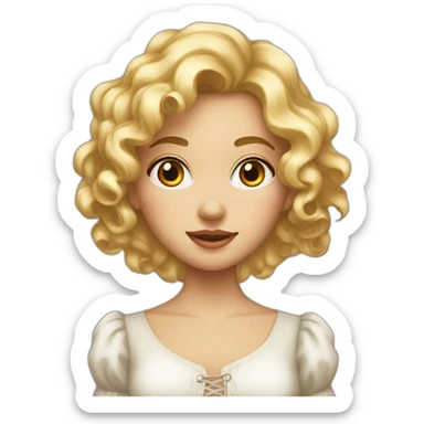 Une jeune fille aux cheveux bouclés blond vénitien sticker