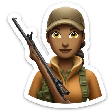 Female deer hunter with classic rifle sticker