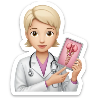  androgynous radiologist holding an image of the uterus sticker