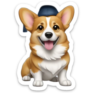 corgi with graduation cap from infinite academy sticker