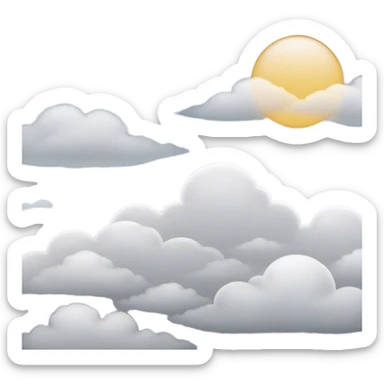 Cinematic Realistic Altostratus Emoji, Soft and gray, with mid-level clouds spreading evenly across the sky. The clouds create a smooth, overcast layer that dulls the sun’s light, giving the world a peaceful, muted tone. Soft glowing outline, capturing the essence of calm, muted skies and gentle transitions in an altostratus cloud! sticker