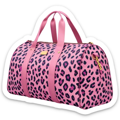 oversize pink cheetah print duffle bag with $100 price tag  sticker