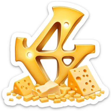 Ethereal vitamin K2 symbol and a glowing bone surrounded by translucent, shimmering pieces of cheese floating in a magical arrangement. Golden rays connect the cheese to the K2 symbol and then to the glowing bone, showing the pathway of nutrients. sticker