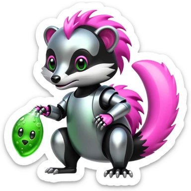 robo skunk with bacteria in samsung emoji style sticker