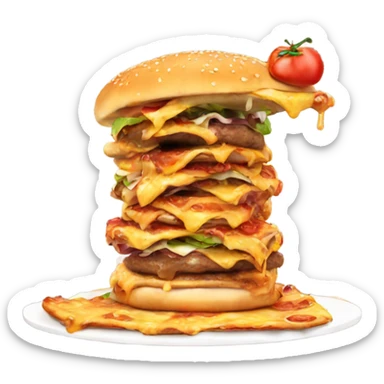 Pizza eating a burger  sticker