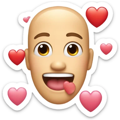 Heart eyes with drool down mouth and hearts above head sticker