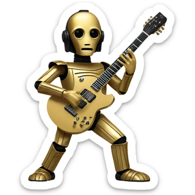 c3p0 playing electric race guitar sticker