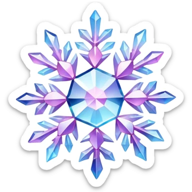 Gradient iridescent Pastel Pink violet blue white crystal gemstone snowflake  sticker