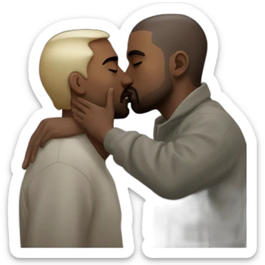 kanye west kissing a indian man sticker