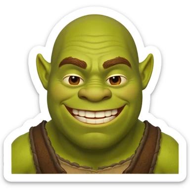Create a Shrek emoji for a teams chat but make it more original style to the movie sticker