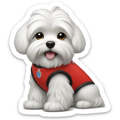 Maltese wearing a red service dog vest  sticker