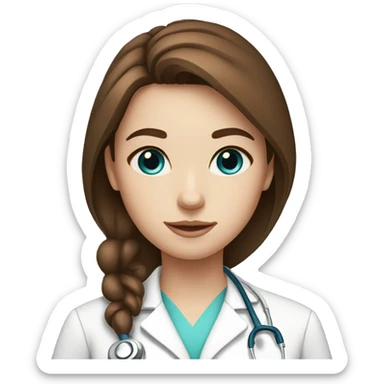 doctor girl with brown hair, blue eyes and fair skin sticker