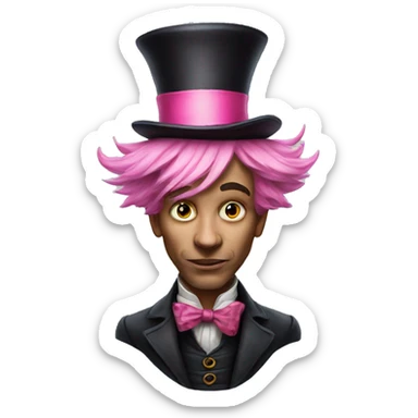 mad hatter with pink hair sticker