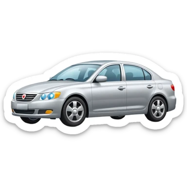 Create a realistic modern sedan on a road with reflections & shadows. sticker