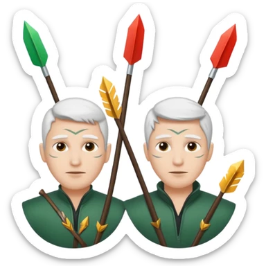 referal system (two guys with arrows around them) sticker