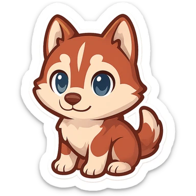 red siberian husky with blue eyes sticker
