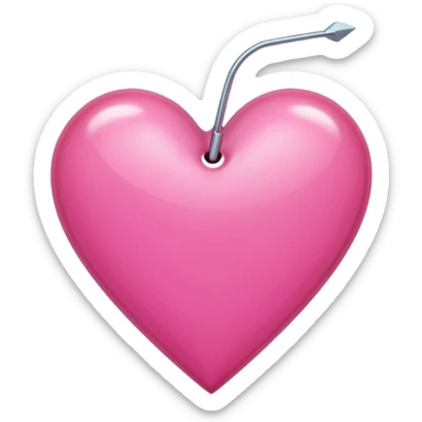 A pierced pink heart by a needle sticker