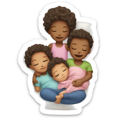 3 kids and 1 baby sleeping sticker