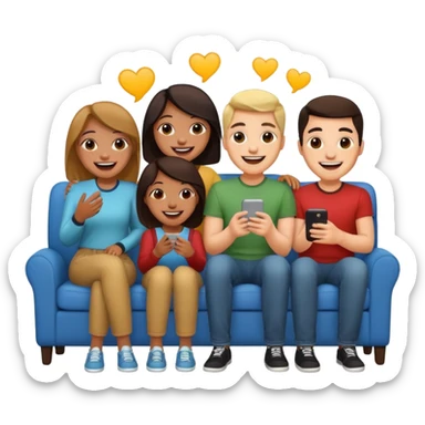 group of friends on couch having fun sticker