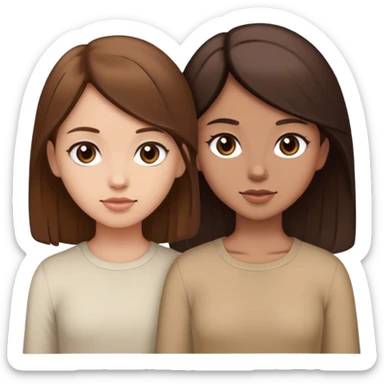 Two girl, one with Brown hair and the other with dark brown hair sticker