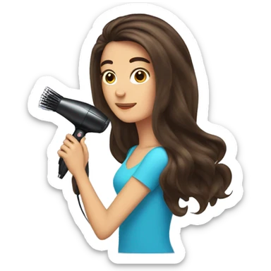 Brunette girl blow drying hair sticker