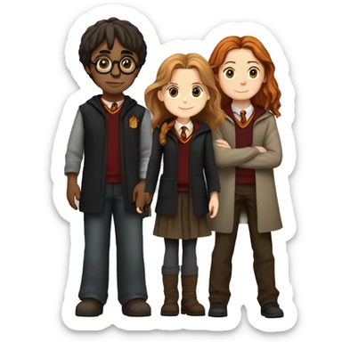 harry potter and hermione granger and ron weasley standing together sticker