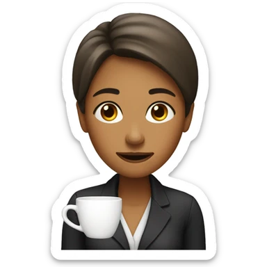 face of 30 years old female working for company 9 to six, who sick of drinking coffee but instead drinking tea when she visits cafe everyday sticker