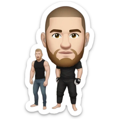 Khabib qui met un pied sur McGregor après l'avoir battu sticker