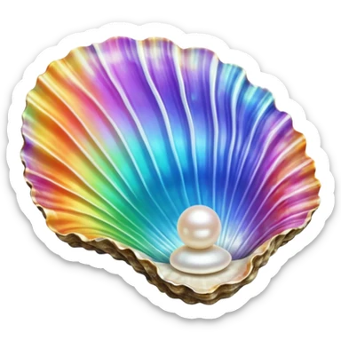 Rainbow oyster Shell with pearl sticker