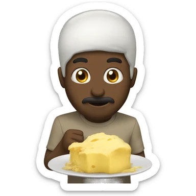 He eats dates, flour, butter and a sweet called Qashd. sticker