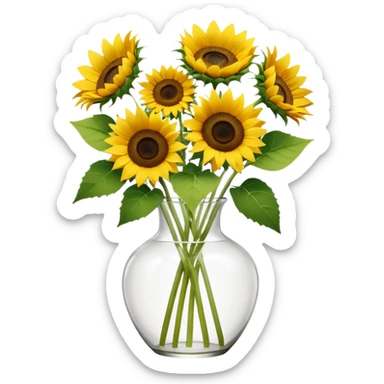 sunflower bouquet in a clear vase with scandinavian copenhagen vibe sticker