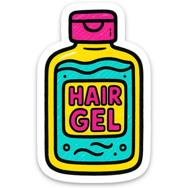 a bottle of hair gel in a vibrant pop style sticker