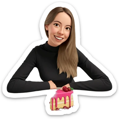 girl with cake and smile sticker