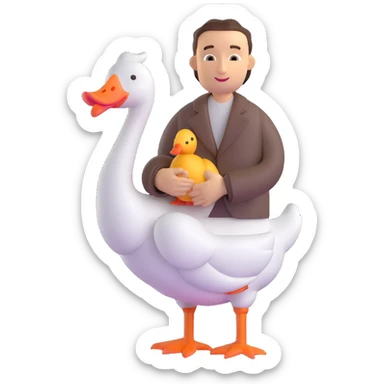 man with goose sticker