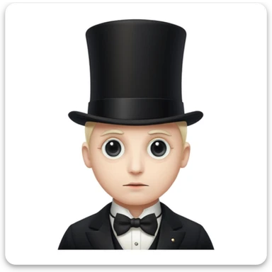 shadowy emoji-style elite figure wearing sharp suit, monocle, and top hat, discreet all-seeing eye pin, exuding confidence and mystery, dark exclusive background sticker