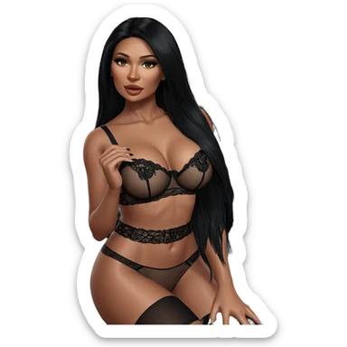 beautiful black-haired girl in lingerie sticker