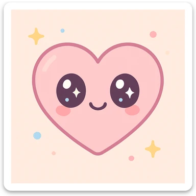 heart symbol, kawaii style, cute, adorable, pastel colors sticker