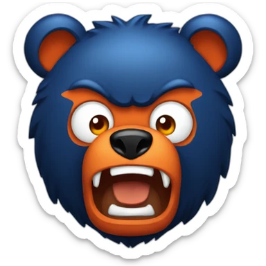 Dark Blue Orange angry bear sticker