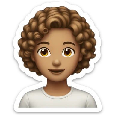 tanned girl brown hair with highlightsshort curly hair  sticker