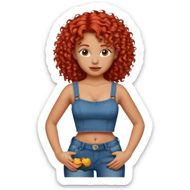 OGER with red curly hair that looks Mexican that is big and fat wearing jeans and a crop top sticker