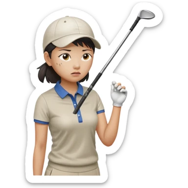asian women golfer painful profile sticker