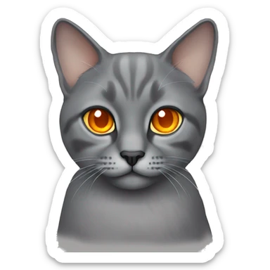gray lop-eared cat with orange eyes sticker