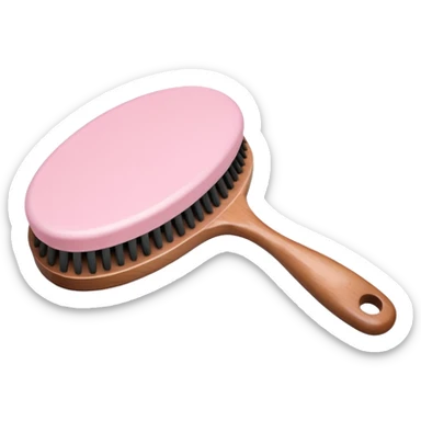 Soft pastel pink body brush with wooden handle, minimal background sticker